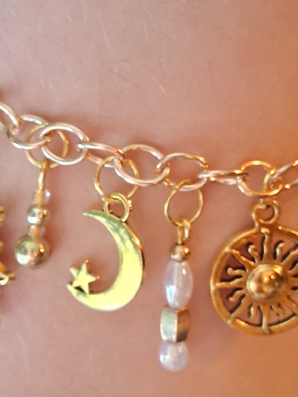 Hand Crafted Gold Sun & Moon Charm Bracelet - Picture 9 of 10